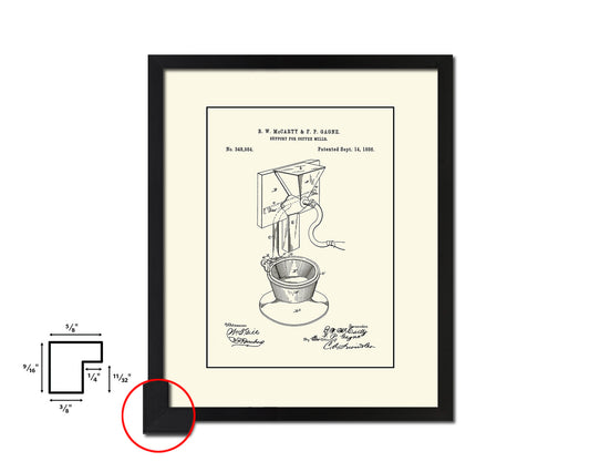Mill Coffee Vintage Patent Artwork Black Frame Print Wall Art Decor Gifts