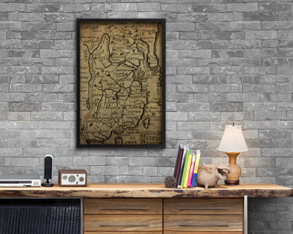 China Vintage Map Wood Framed Print Art Wall Decor Gifts