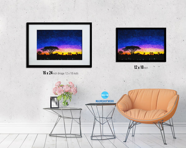 Sunset Tree in Africa Landscape Painting Print Art Frame Home Wall Decor Gifts