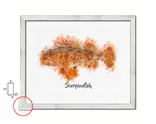 Scorpionfish Fish Framed Prints Modern Restaurant Sushi Bar Watercolor Wall Art Decor