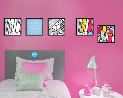 Abstract Aqua Artwork Wood Frame Gifts Modern Wall Decor Art Prints