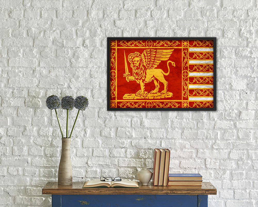 Republic of Venice City Italy Coutnry Vintage Flag Wood Framed Prints Decor Wall Art Gifts