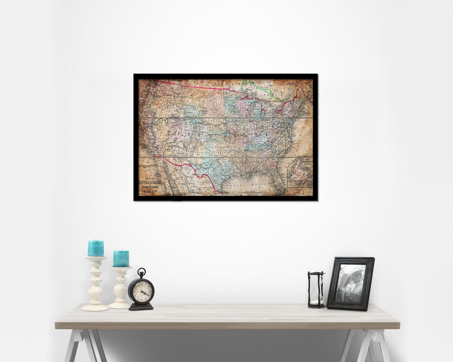 United States Mitchell 1870 Antique Map Framed Print Art Wall Decor Gifts