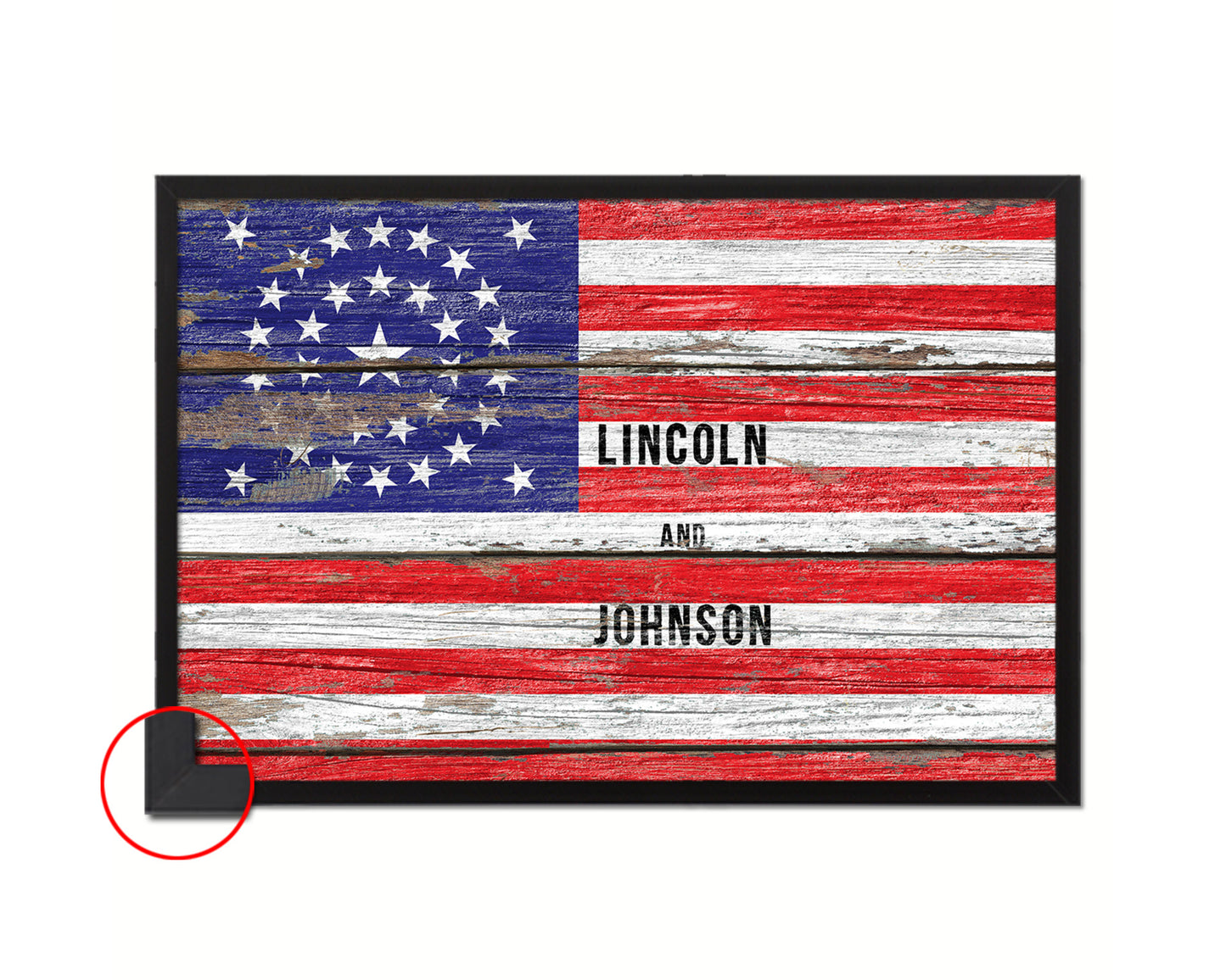 34 Stars Civil War Wood Rustic Flag Wood Framed Print Wall Art Decor Gifts