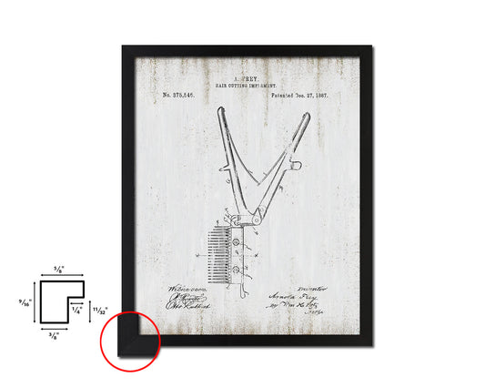 Haircut Comb Scissors Barbershop Vintage Patent Artwork Black Frame Print Wall Art Decor Gifts