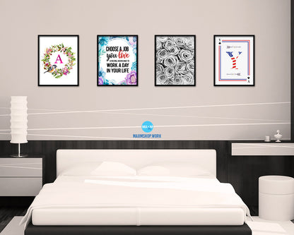 Choose a Job you love Quote Boho Flower Framed Print Wall Decor Art