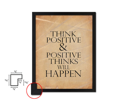 Think positive things will happen Quote Paper Artwork Framed Print Wall Decor Art
