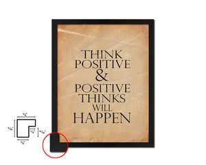 Think positive things will happen Quote Paper Artwork Framed Print Wall Decor Art