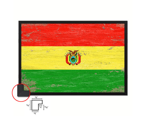 Bolivia Shabby Chic Country Flag Wood Framed Print Wall Art Decor Gifts