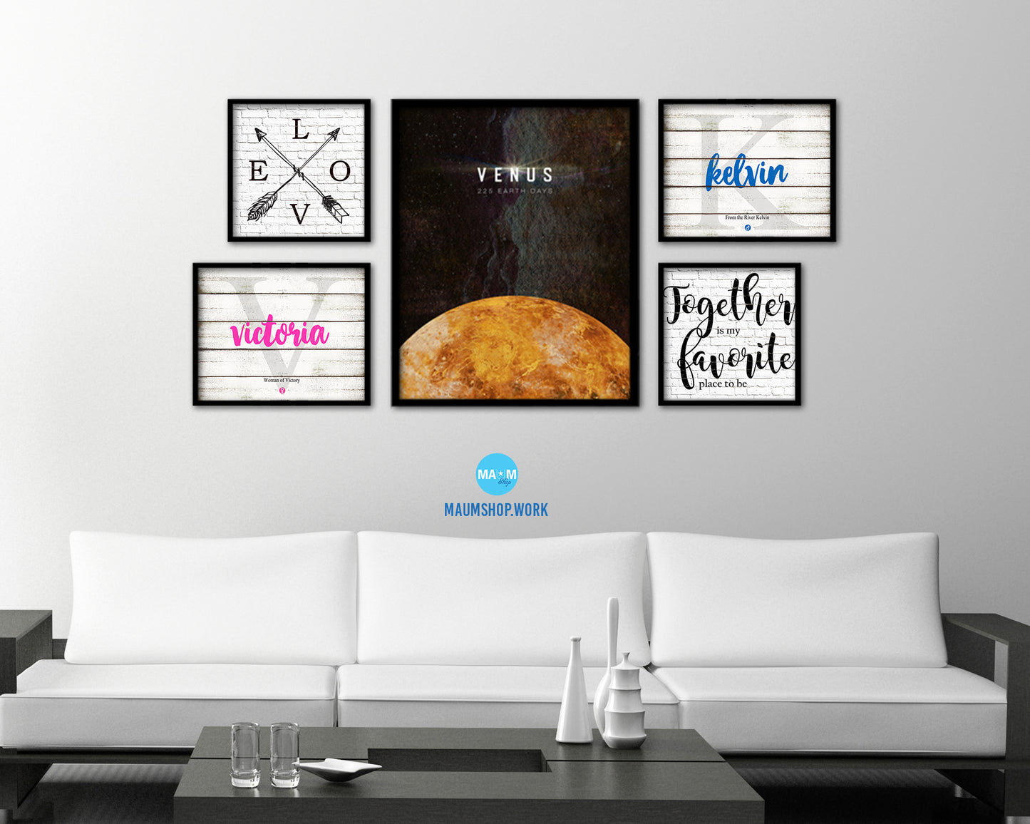 Venus Planet Prints Length of Year Watercolor Solar System Framed Print Home Decor Wall Art Gifts