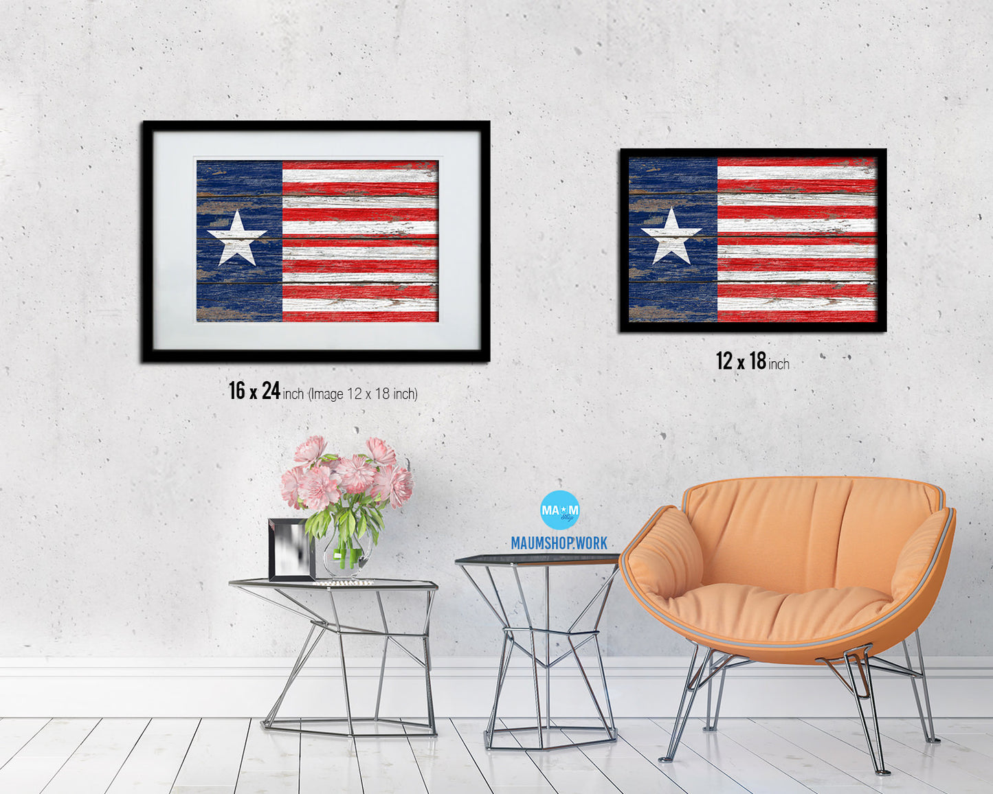 Texas Navy Texan Revolution 1838-1846 Naval Jack Wood Rustic Flag Framed Print Art