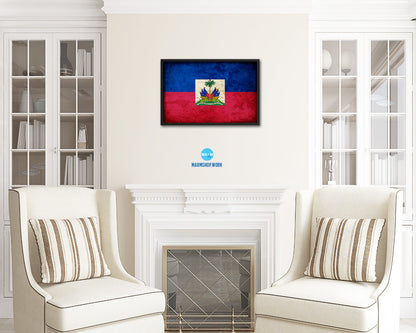 Haiti Country Vintage Flag Wood Framed Print Wall Art Decor Gifts