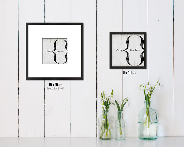 Curly Brackets Punctuation Symbol Framed Print Home Decor Wall Art English Teacher Gifts