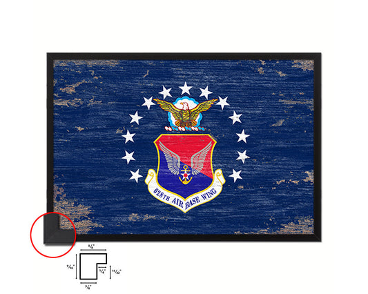 104th Fighter Wing Shabby Chic Emblem Flag Wood Framed Prints Wall Art Decor Gifts