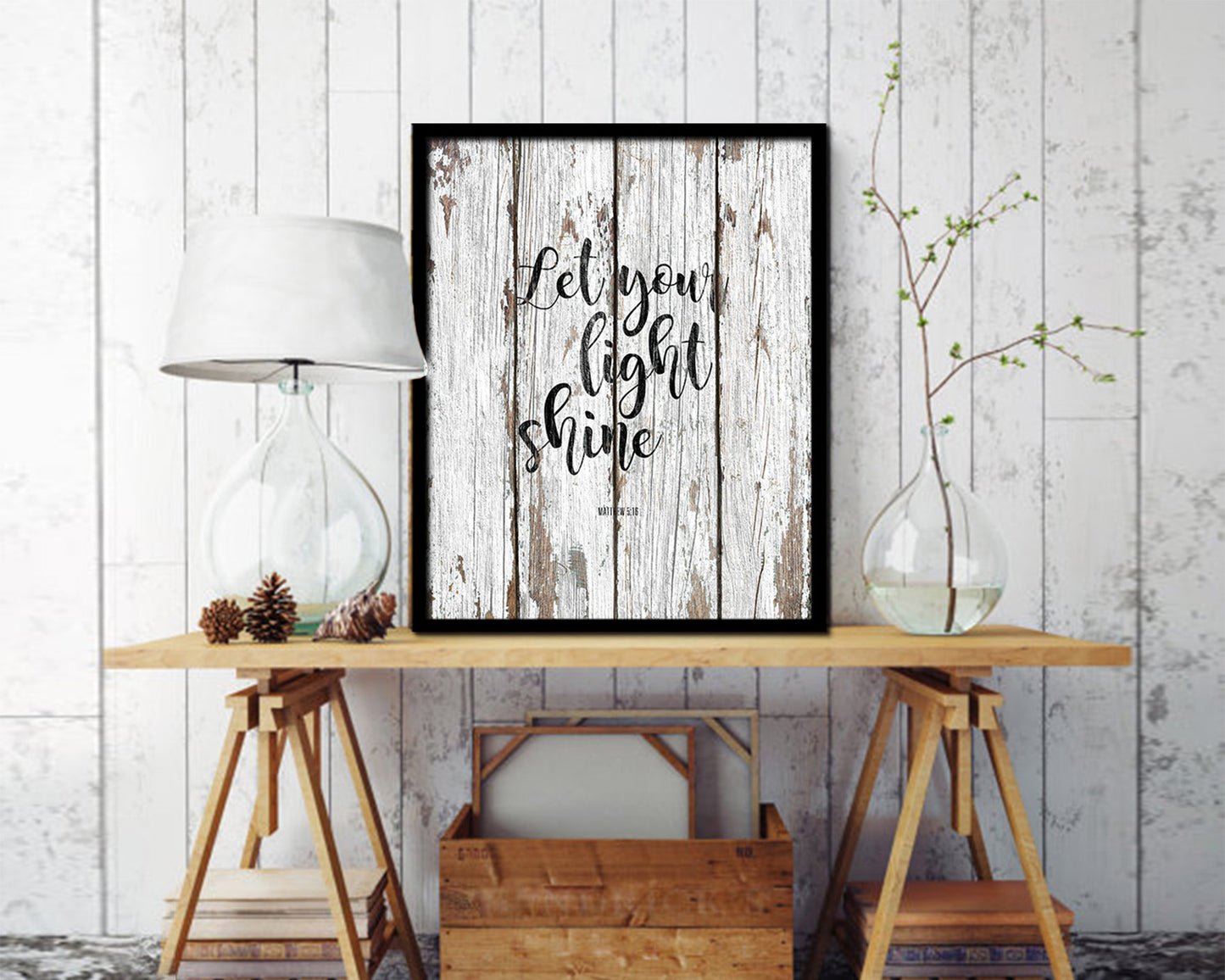 Let your light shine, Matthew 5:16 Quote Framed Print Home Decor Wall Art Gifts