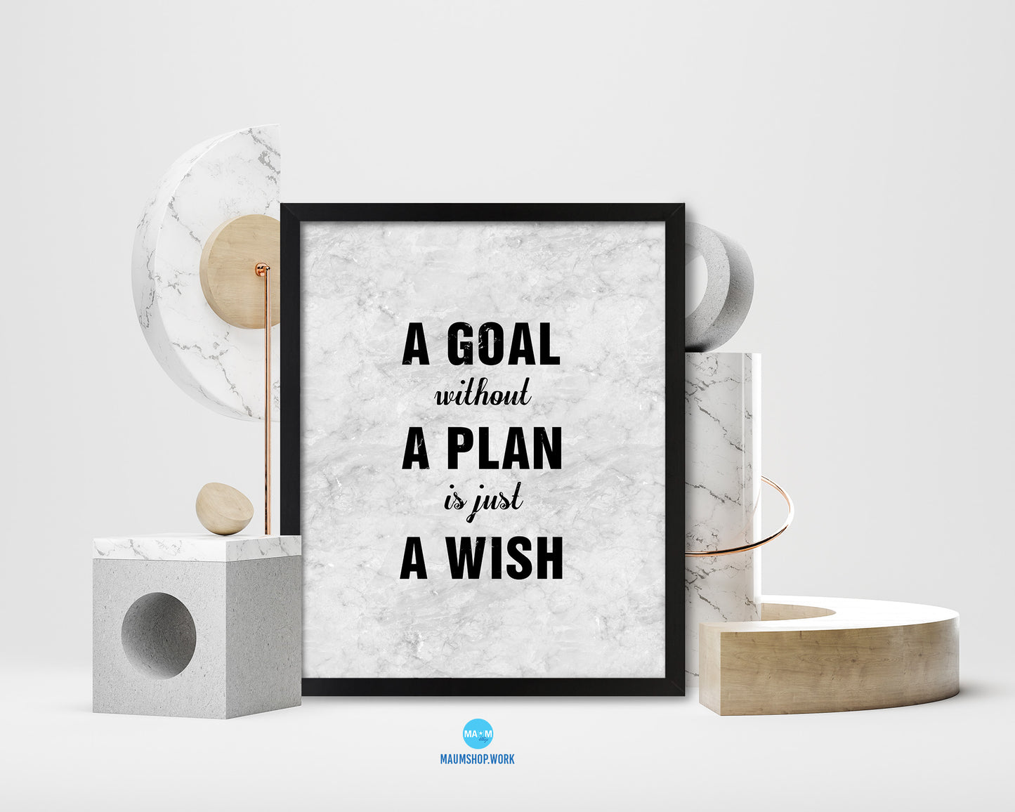 A goal without a plan is just a wish Quote Framed Print Wall Art Decor Gifts
