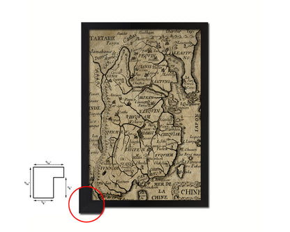 China Historical Map Wood Framed Print Art Wall Decor Gifts
