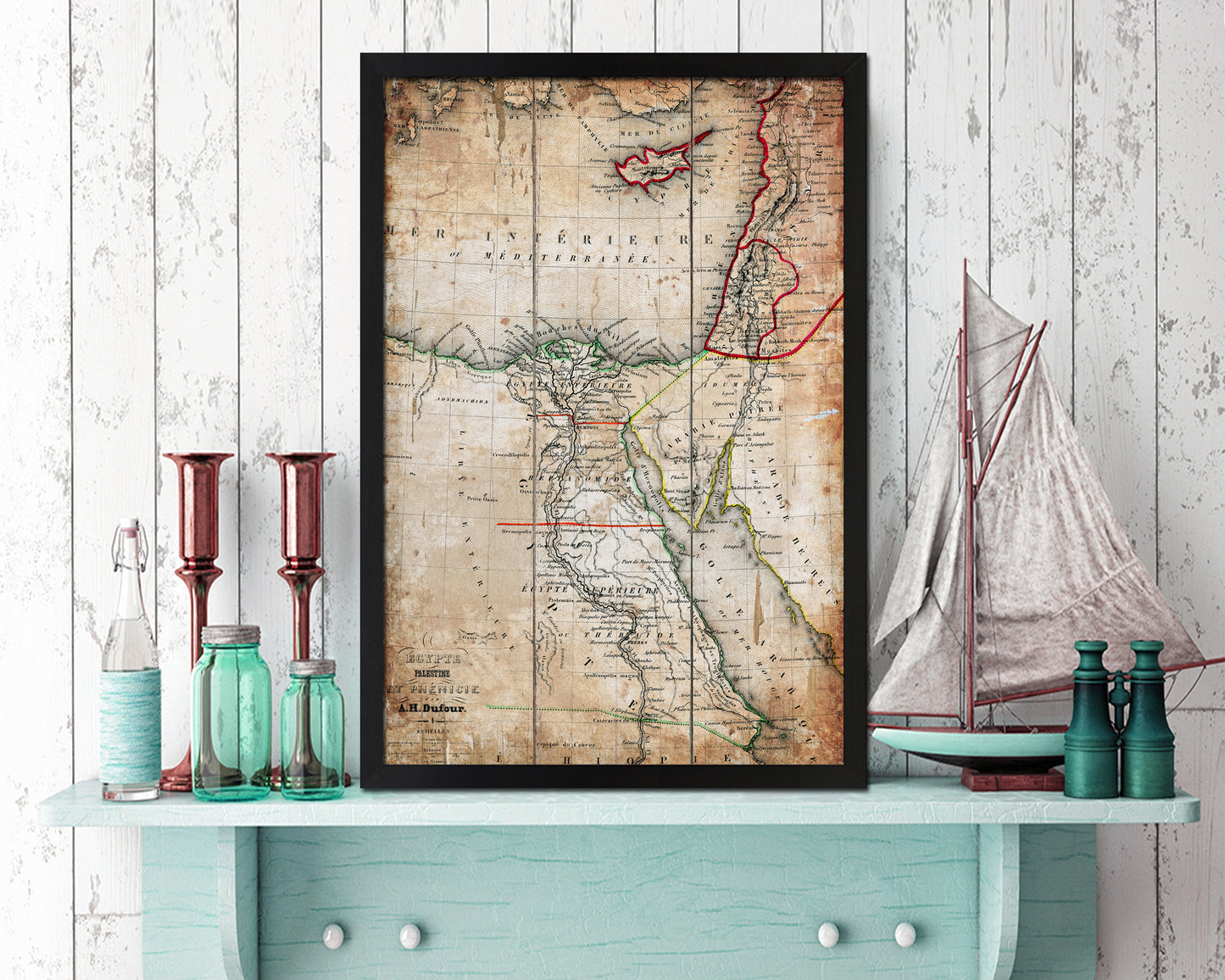 Egypt and Phoenicia Antique Map Wood Framed Print Art Wall Decor Gifts