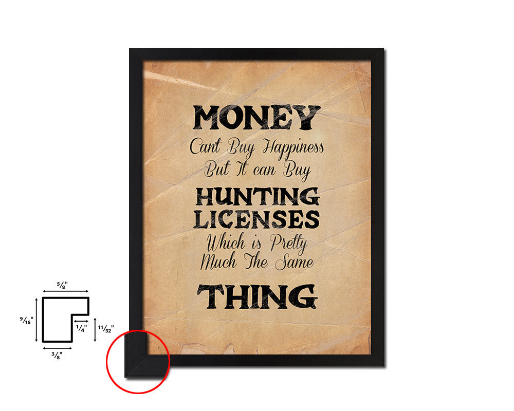 Money cant buy happiness Quote Paper Artwork Framed Print Wall Decor Art