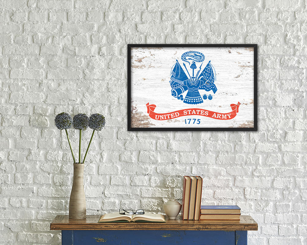 US Army 1775 Shabby Chic Military Flag Framed Print Decor Wall Art Gifts
