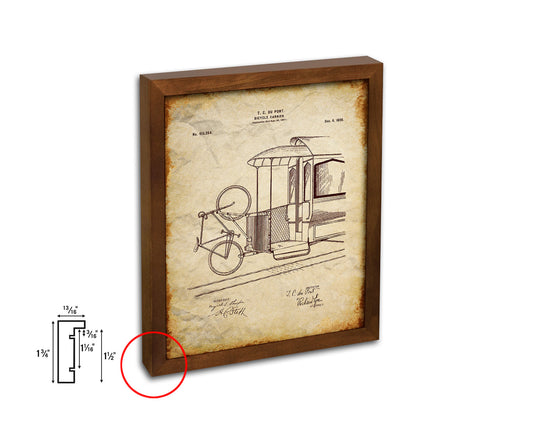 Carrier Bicycle Vintage Patent Artwork Walnut Frame Print Wall Art Decor Gifts
