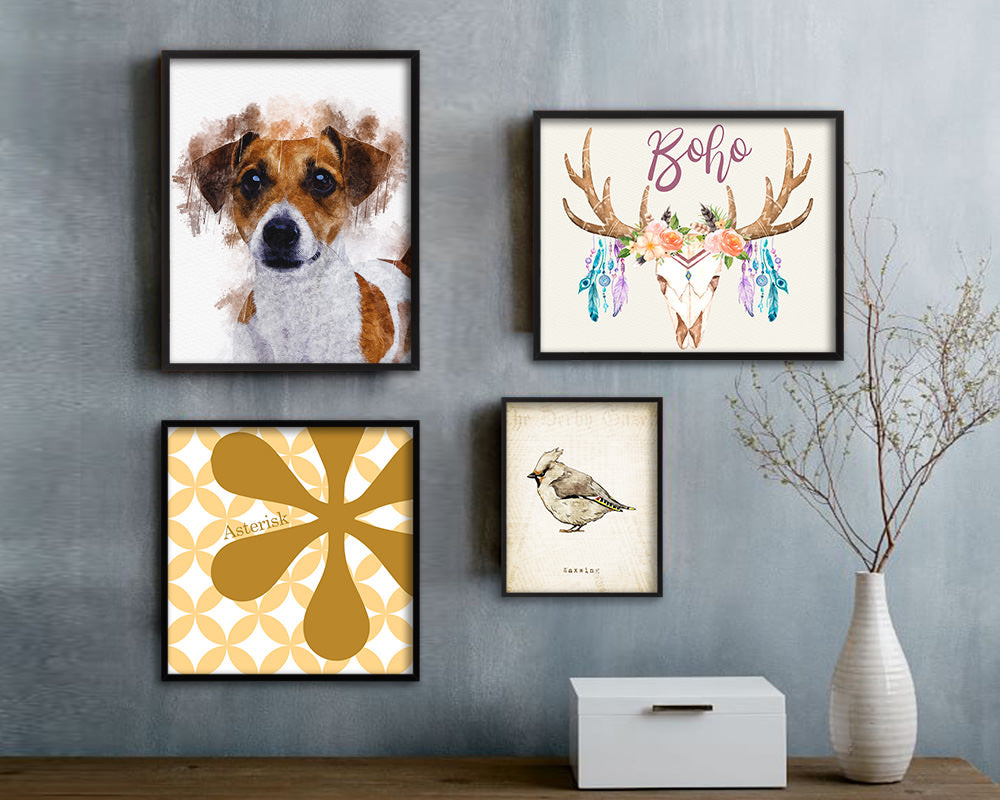 Jack Russell Terrier Dog Puppy Portrait Framed Print Pet Watercolor Wall Decor Art Gifts