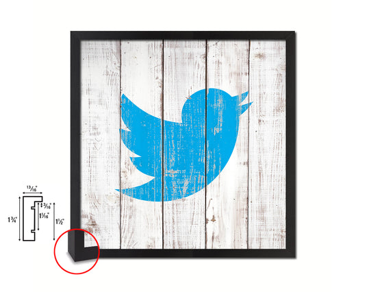 Twitter Social Media Symbol Icons logo Framed Print Shabby Chic Home Decor Wall Art Gifts
