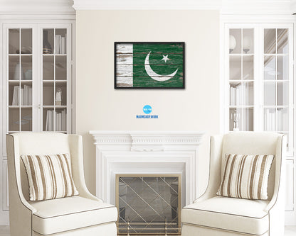 Pakistan Country Wood Rustic National Flag Wood Framed Print Wall Art Decor Gifts