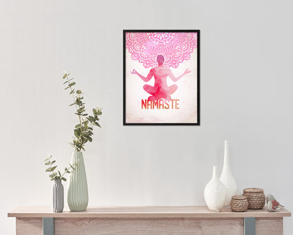 Fire Log Pose Yoga Wood Framed Print Wall Decor Art Gifts