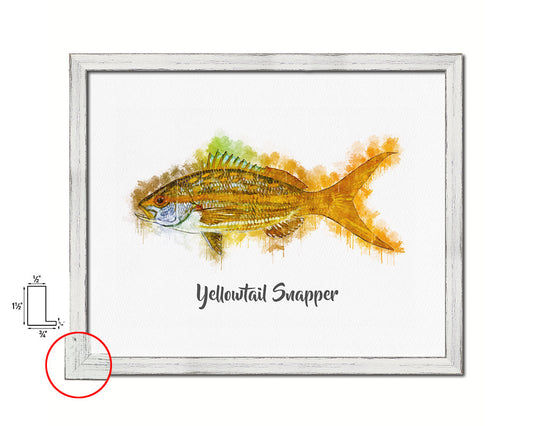 Yellowtail Snapper Fish Framed Prints Modern Restaurant Sushi Bar Watercolor Wall Art Decor