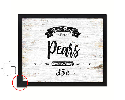 Fresh Fruit Pears Vintage Sign Fine Art Paper Prints Wood Frame Wall Art Decor Gifts