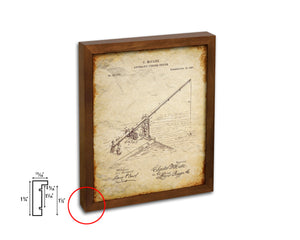 Automatic Fishing Device Fishing Vintage Patent Artwork Walnut Frame Gifts