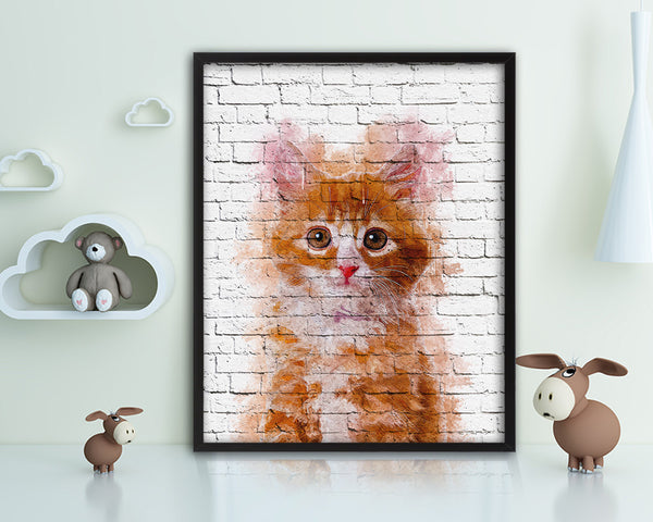 Kitten Cat Kitten Portrait Framed Print Pet Home Decor Custom Watercolor Wall Art Gifts