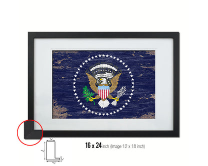 President of the United States American Shabby Chic Military Flag Framed Print Decor Wall Art Gifts