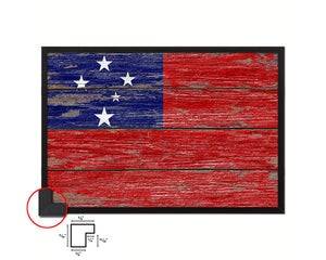 Western Samoa Country Wood Rustic National Flag Wood Framed Print Wall Art Decor Gifts