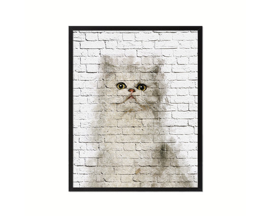 Persian Cat Kitten Portrait Framed Print Pet Home Decor Custom Watercolor Wall Art Gifts