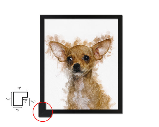 Chihuahua Dog Puppy Portrait Framed Print Pet Watercolor Wall Decor Art Gifts