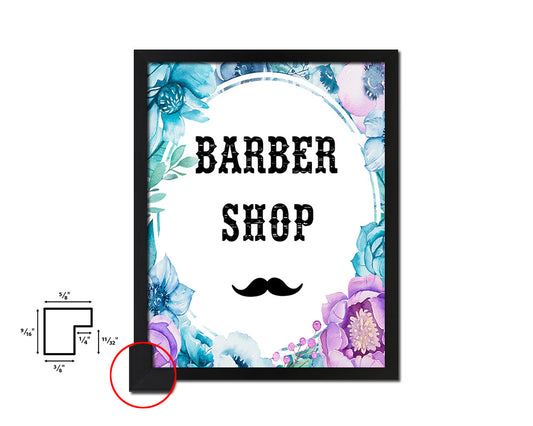 Barber Shop Quote Boho Flower Framed Print Wall Decor Art