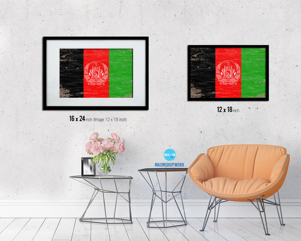 Afghanistan Shabby Chic Country Flag Wood Framed Print Wall Art Decor Gifts