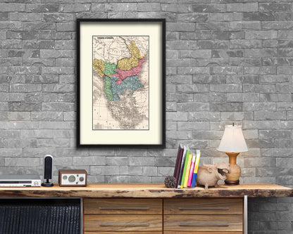 Arkansas Louisiana Mississippi Old Map Wood Framed Print Art Wall Decor Gifts