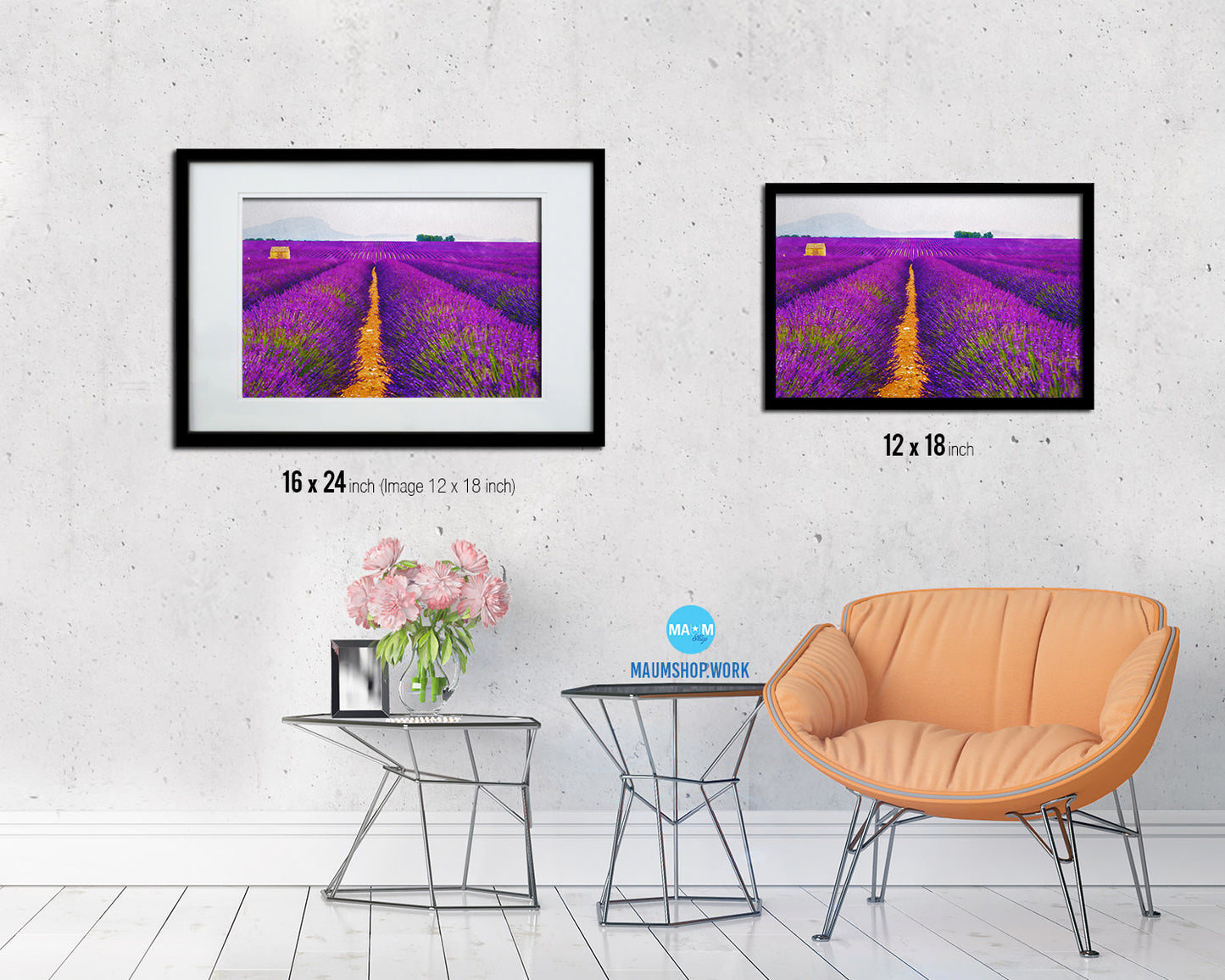 Lavender Fields Landscape Painting Print Art Frame Home Wall Decor Gifts