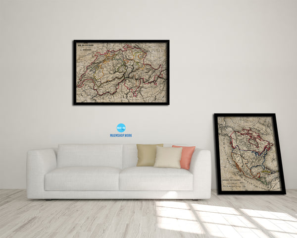 Switzerland Historical Map Framed Print Art Wall Decor Gifts