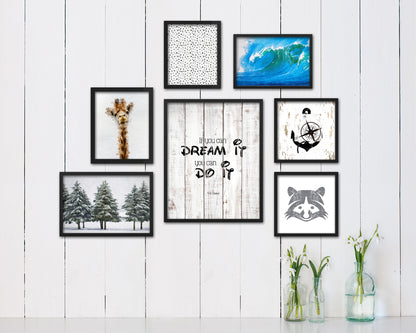 Compass Nautical Wood Framed Gifts Ocean Beach Fishing Home Decor Wall Art Prints