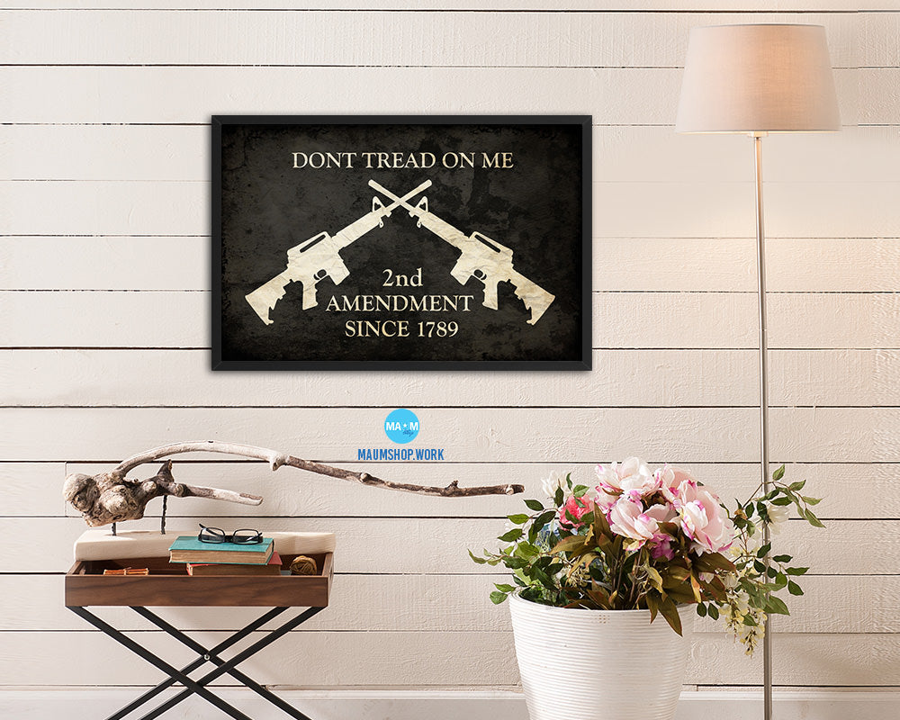 2nd Amendment Dont Tread On Me Vintage Military Flag Framed Print Art