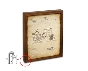 Tractor Home Vintage Patent Artwork Walnut Frame Print Wall Art Decor Gifts