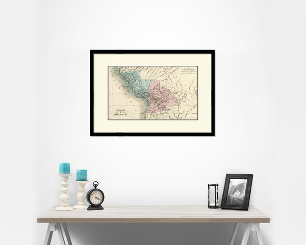 Peru and Bolivia Old Map Framed Print Art Wall Decor Gifts