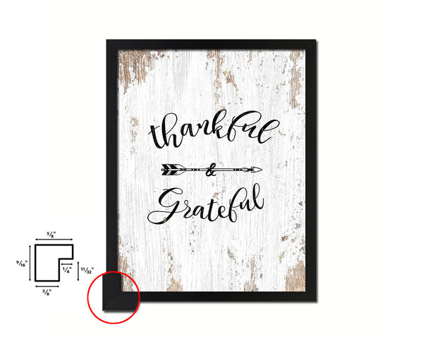 Thankful & grateful Quote Framed Print Home Decor Wall Art Gifts