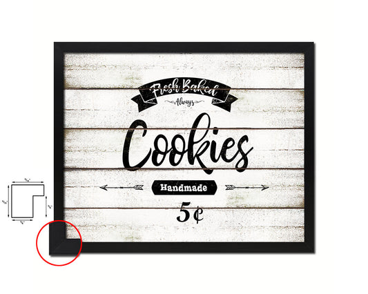 Fresh Baked Cookies Vintage Sign Fine Art Paper Prints Wood Frame Wall Art Decor Gifts