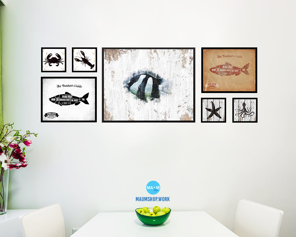Tropical Fish Framed Print Modern Restaurant Sushi Bar Modern Watercolor Wall Art Decor