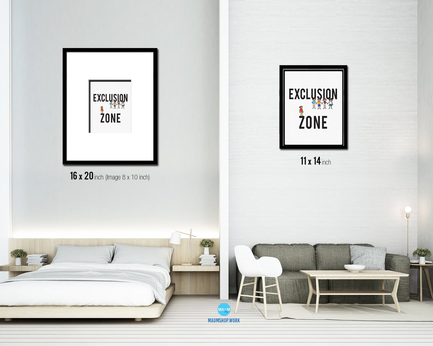 Exclusion Zone Notice Danger Sign Framed Print Home Decor Wall Art Gifts